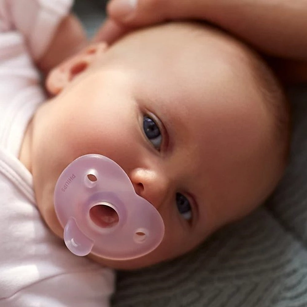Philips Avent Soothie Succhietti In Silicone Tettarella Tonda E Simmetrica Rosa E Fuxia 0-6 Mesi 2 Pezzi
