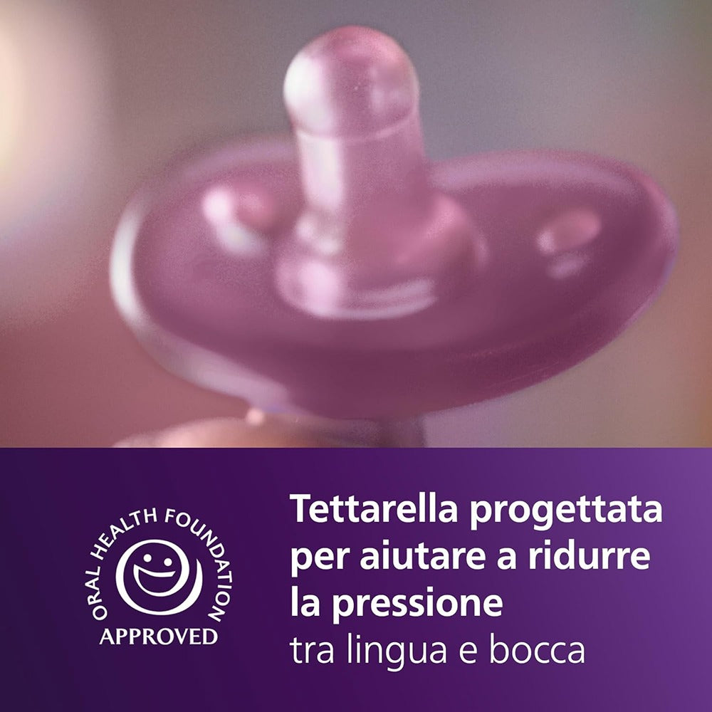 Philips Avent Soothie Succhietti In Silicone Tettarella Tonda E Simmetrica Rosa E Fuxia 0-6 Mesi 2 Pezzi