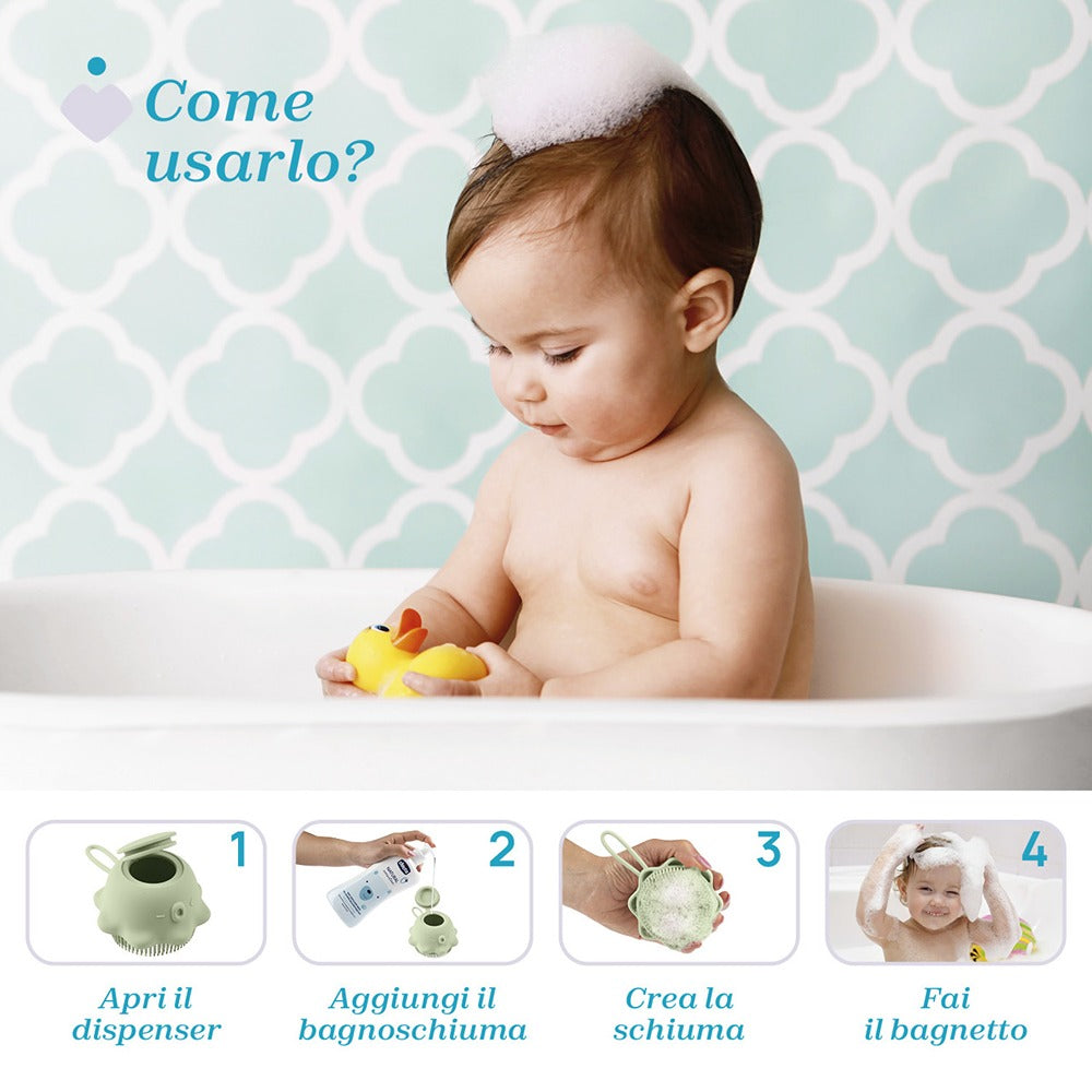 Chicco Spazzola Corpo Con Dispenser Integrato Verde