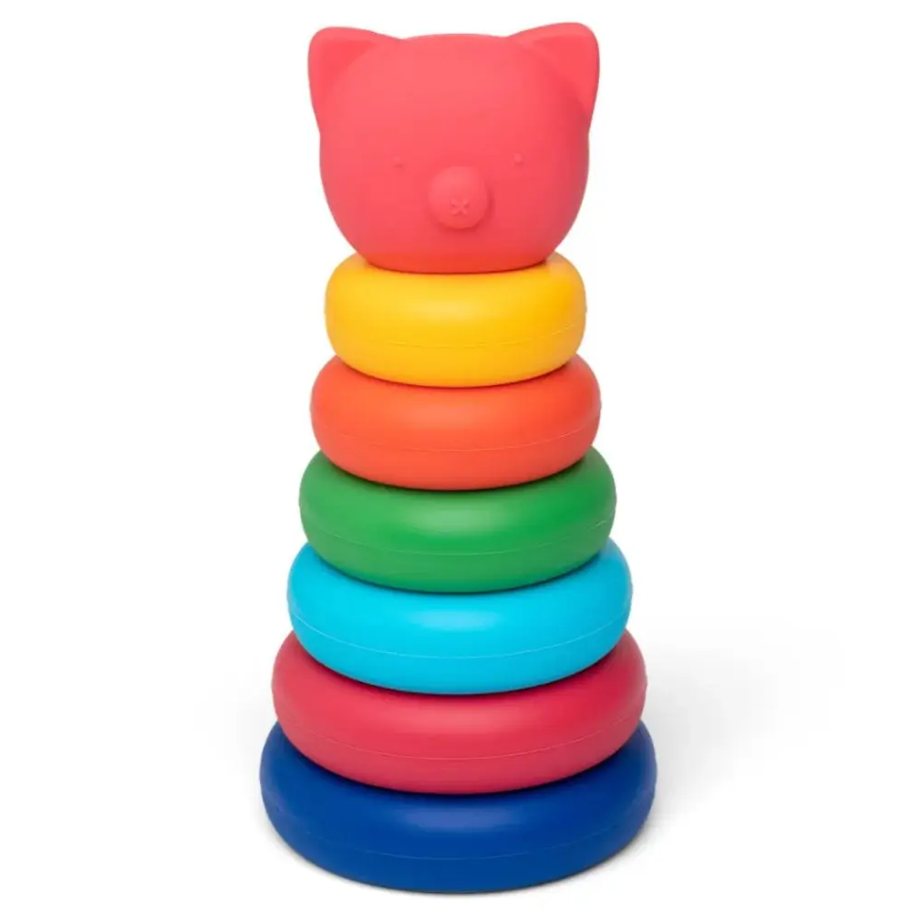 Little L Gioco Scomponibile In Silicone Torre Con Maialino Colori Vivi
