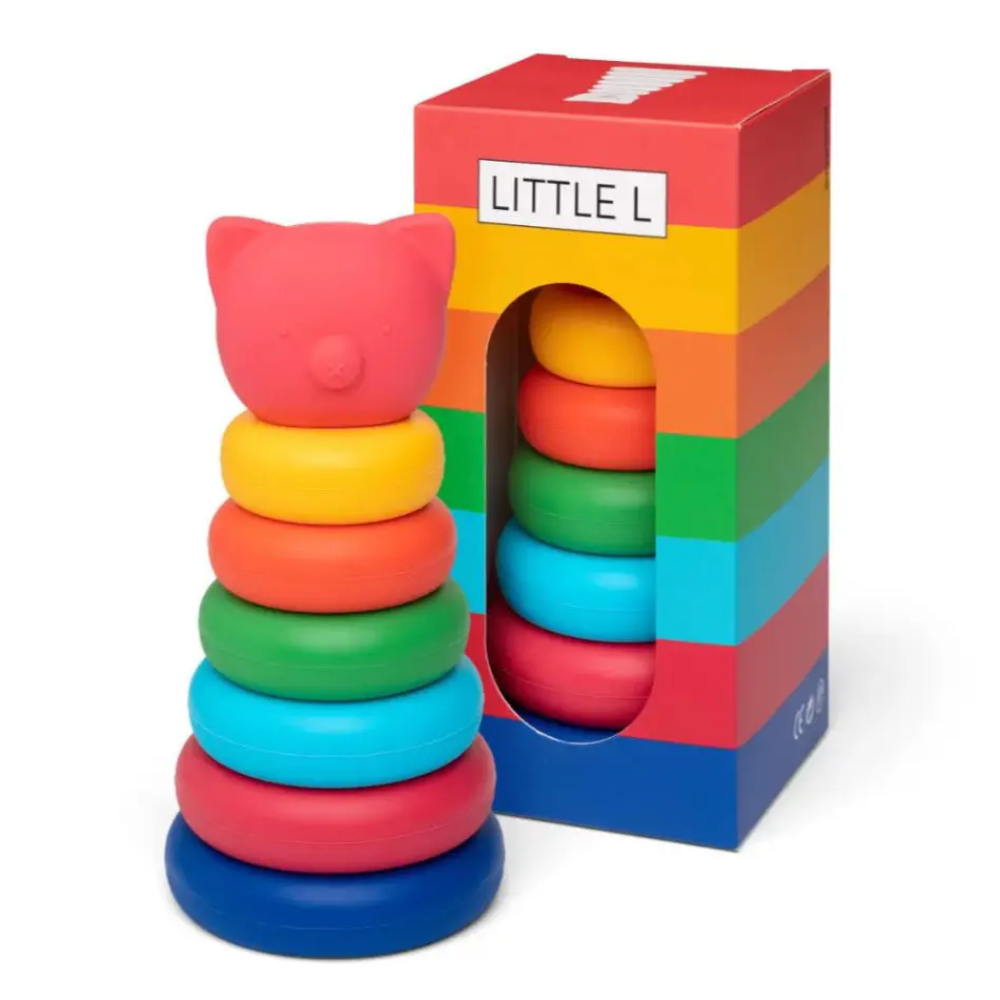 Little L Gioco Scomponibile In Silicone Torre Con Maialino Colori Vivi