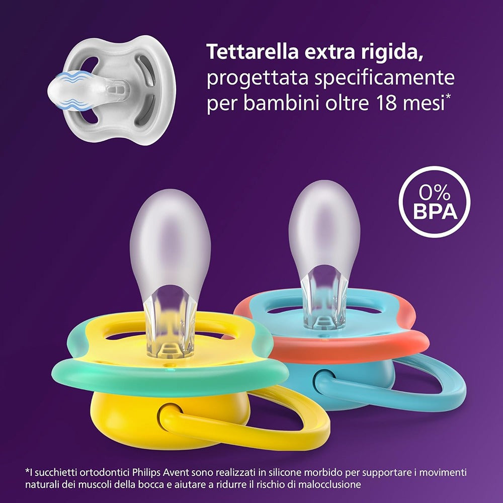 Philips Avent Ultra Succhietti Ortodontici Scimmia E Ranocchio 18+ Mesi 2 Pezzi