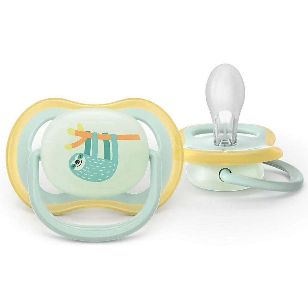 Philips Avent Ultra Air Nighttime Succhietti Ortodontici Bradipo E Tigre 0-6 Mesi 2 Pezzi