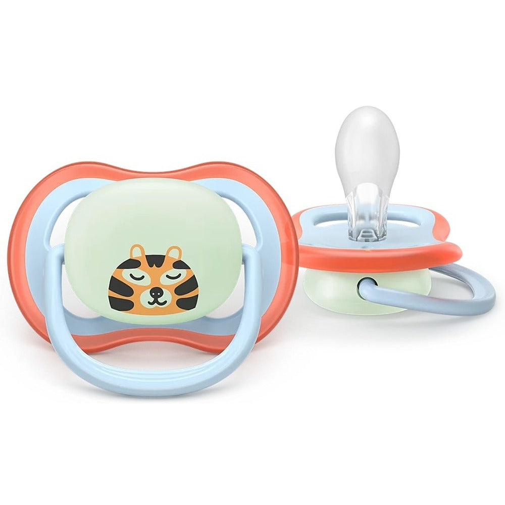Philips Avent Ultra Air Nighttime Succhietti Ortodontici Bradipo E Tigre 0-6 Mesi 2 Pezzi