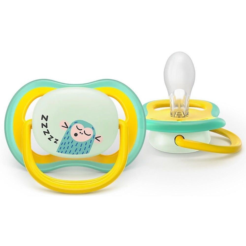 Philips Avent Ultra Nighttime Succhietti Ortodontici Leopardo E Scimmia 18+ Mesi 2 Pezzi