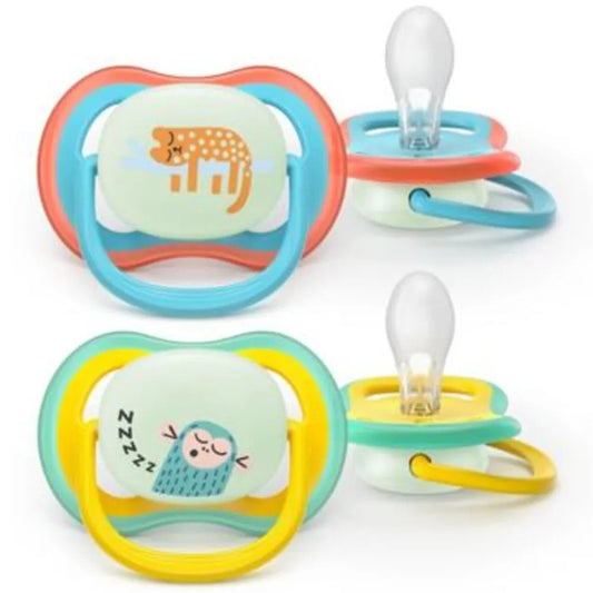 Philips Avent Ultra Nighttime Succhietti Ortodontici Leopardo E Scimmia 18+ Mesi 2 Pezzi