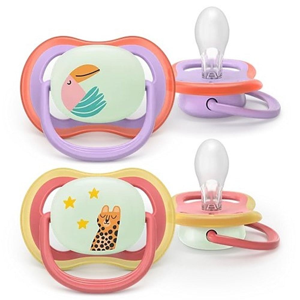 Philips Avent Ultra Nighttime Succhietti Ortodontici Tucano E Ghepardo 18+ Mesi 2 Pezzi