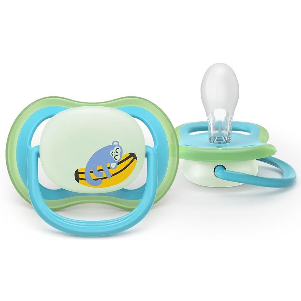 Philips Avent Ultra Air Nighttime Succhietti Ortodontici Camaleonte E Scimmia 6-18 Mesi 2 Pezzi