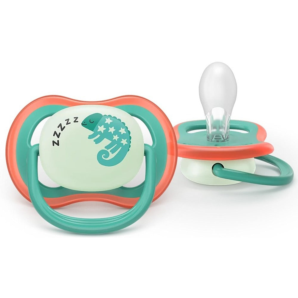 Philips Avent Ultra Air Nighttime Succhietti Ortodontici Camaleonte E Scimmia 6-18 Mesi 2 Pezzi