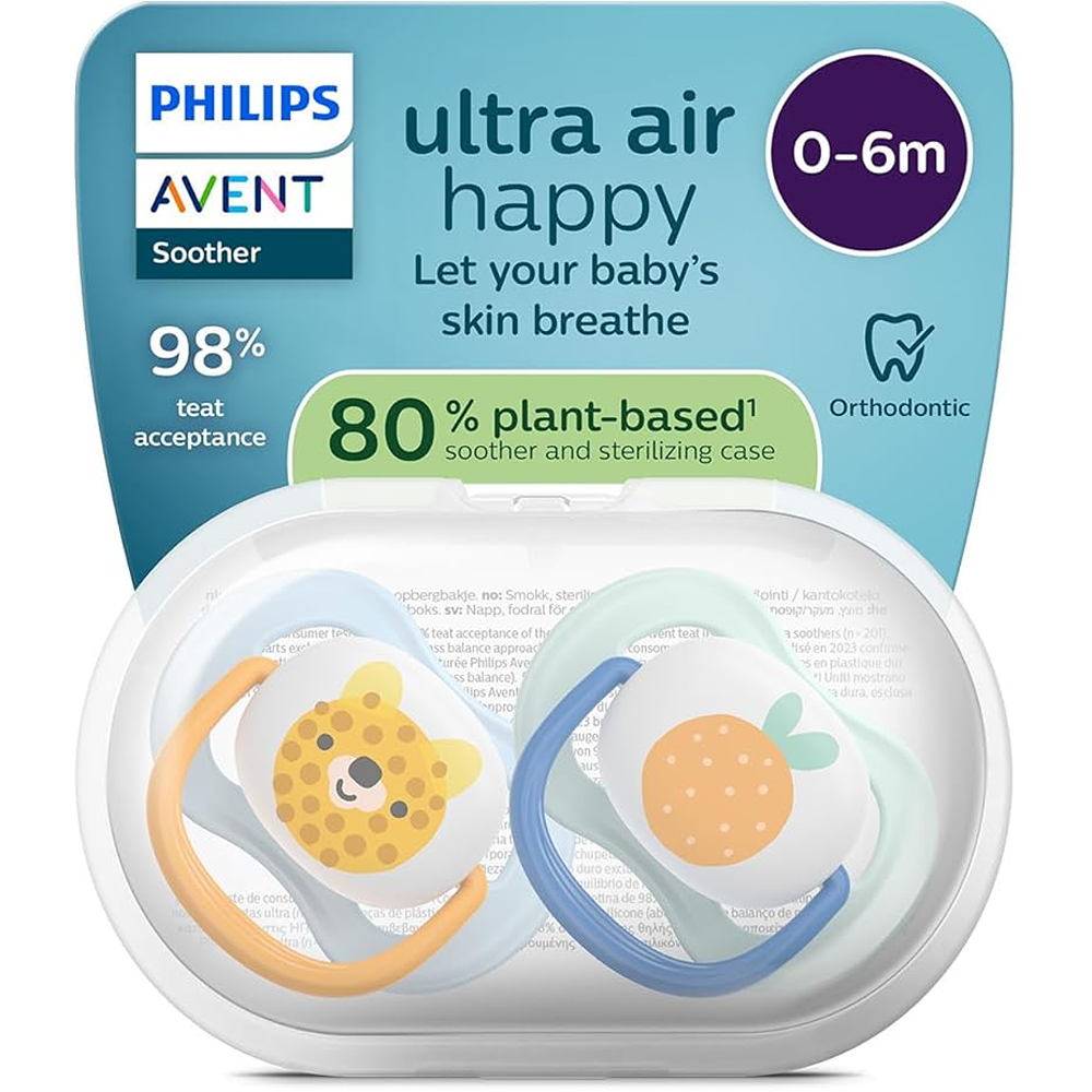Philips Avent Ultra Air Succhietti Ortodontici Tigre E Ananas 0-6 Mesi 2 Pezzi