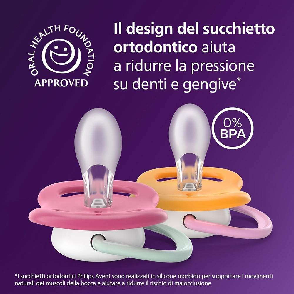 Philips Avent Ultra Air Succhietti Ortodontici Fiore E Coccinella 6-18 Mesi 2 Pezzi