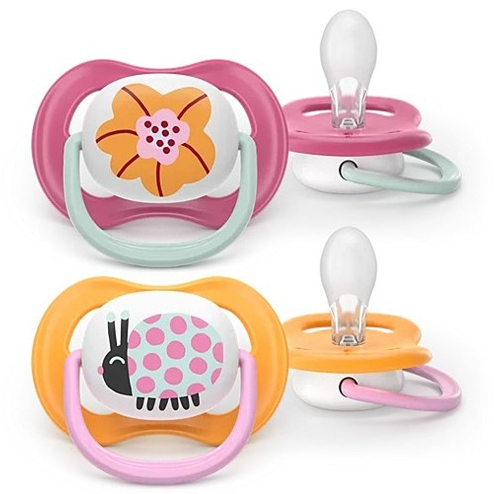 Philips Avent Ultra Air Succhietti Ortodontici Fiore E Coccinella 6-18 Mesi 2 Pezzi