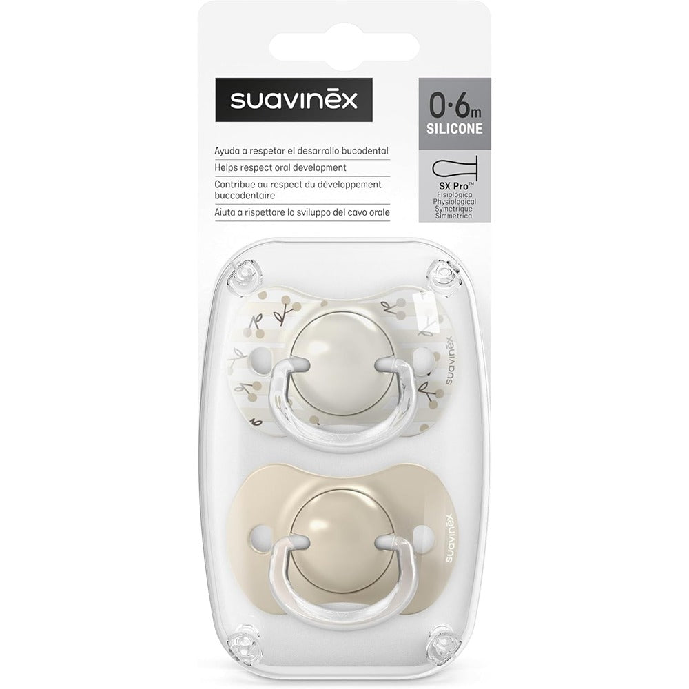 Suavinex Birdies Succhietti Tettina Simmetrica In Silicone Sx Pro Neutro 0-6 Mesi