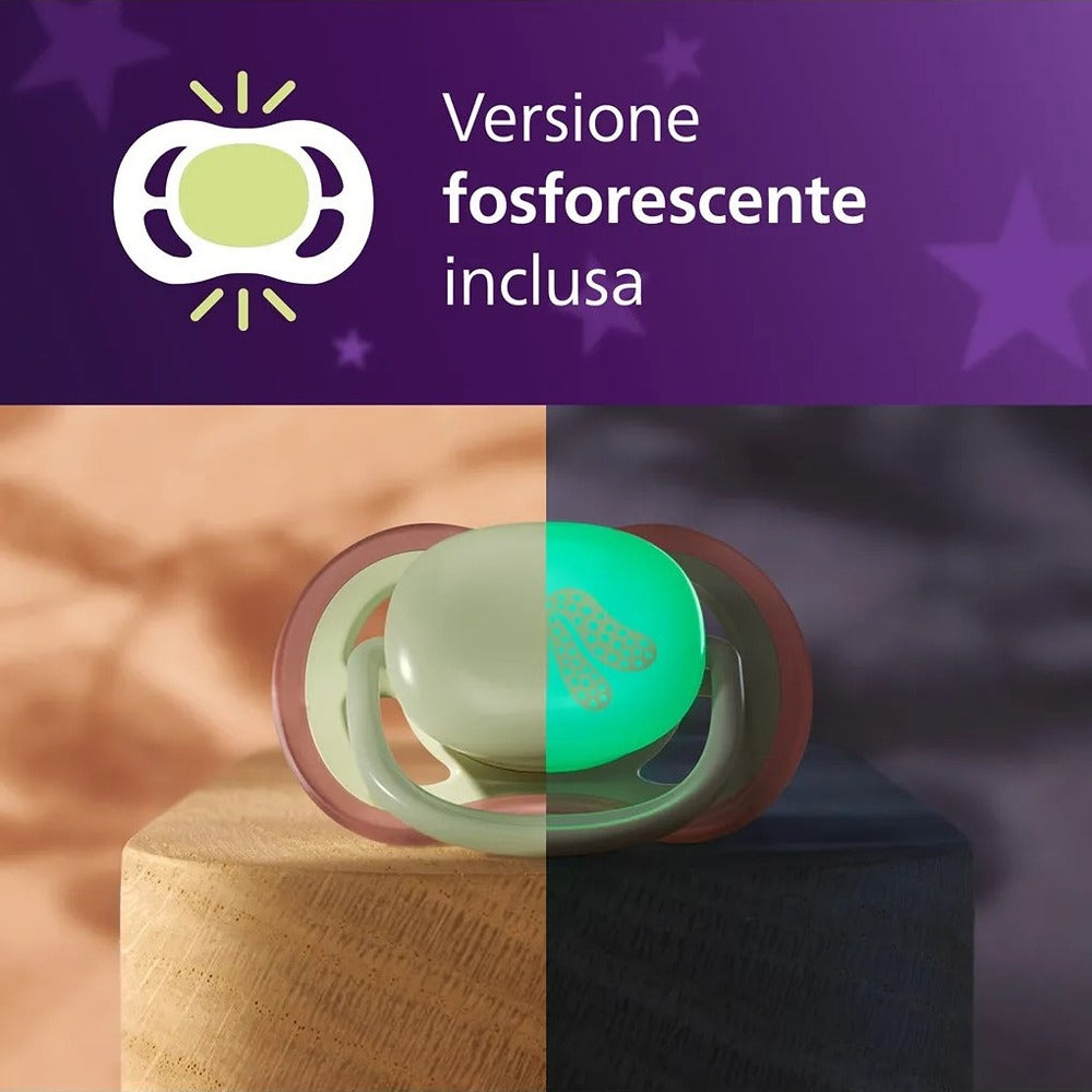 Philips Avent Ultra Air Day & Night Succhietti Ortodontici Verde E Foglia 6-18 Mesi 2 Pezzi