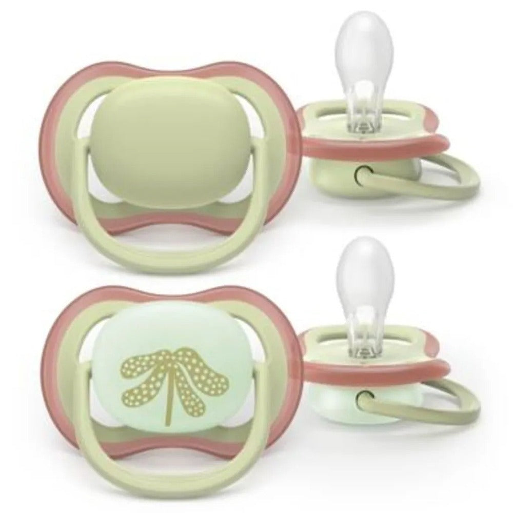Philips Avent Ultra Air Day & Night Succhietti Ortodontici Verde E Foglia 6-18 Mesi 2 Pezzi