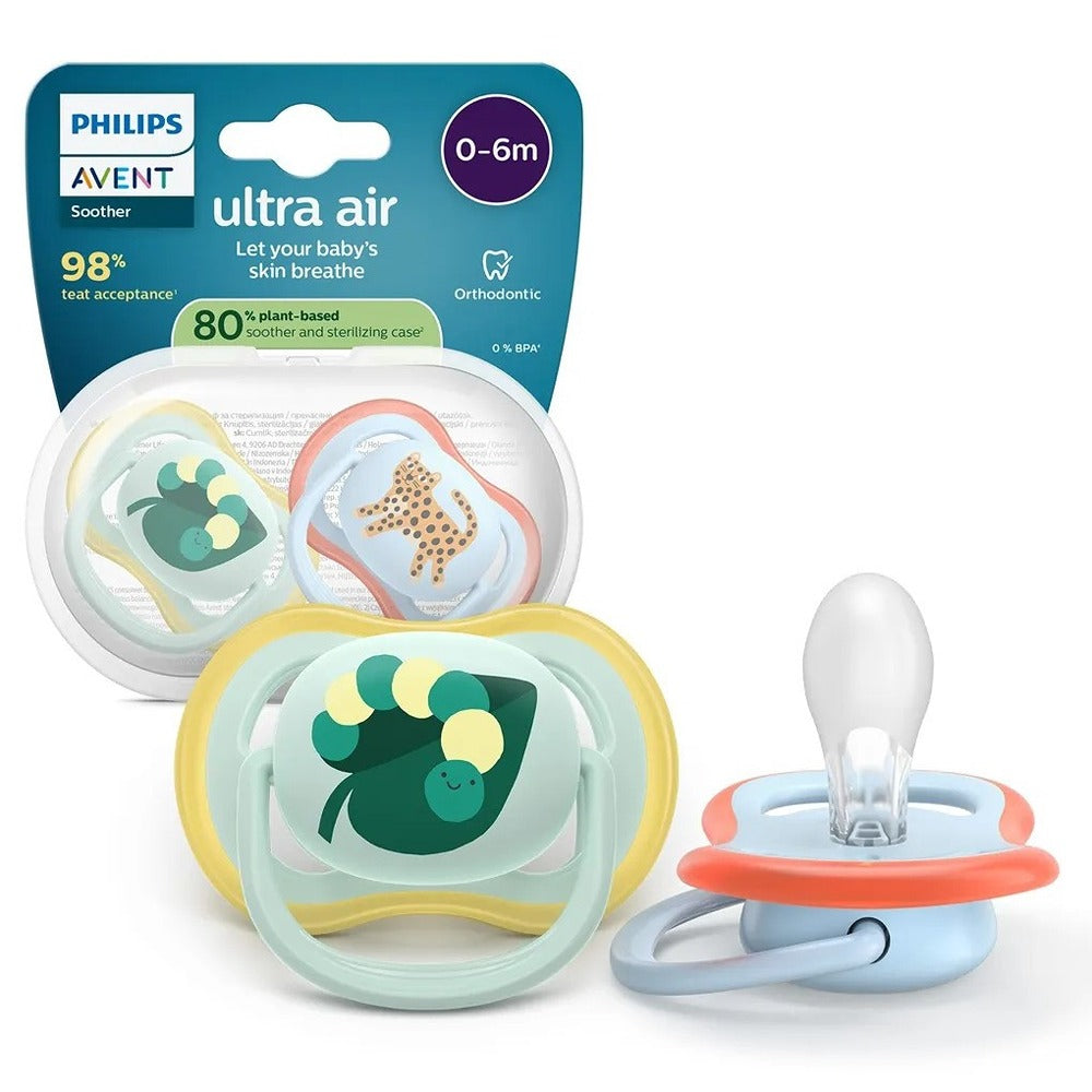 Philips Avent Ultra Air Succhietti Ortodontici Foglia E Leopardo 0-6 Mesi 2 Pezzi