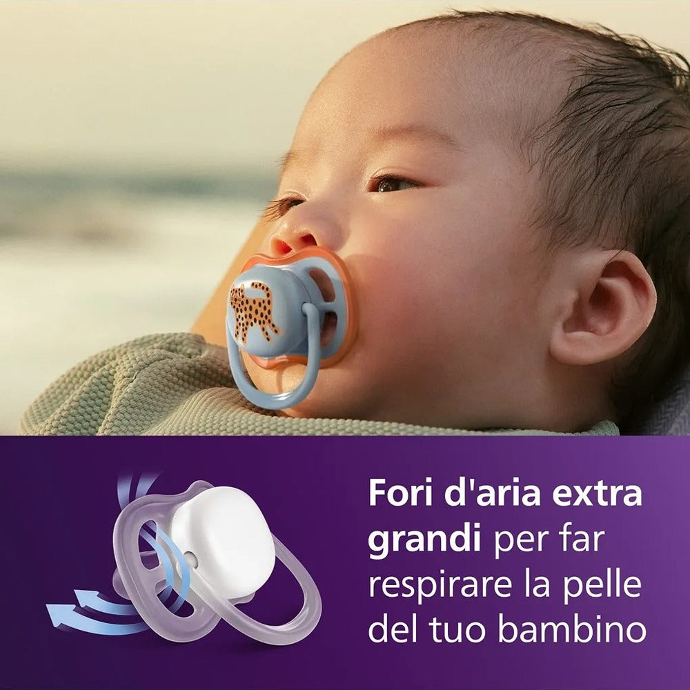 Philips Avent Ultra Air Succhietti Ortodontici Foglia E Leopardo 0-6 Mesi 2 Pezzi