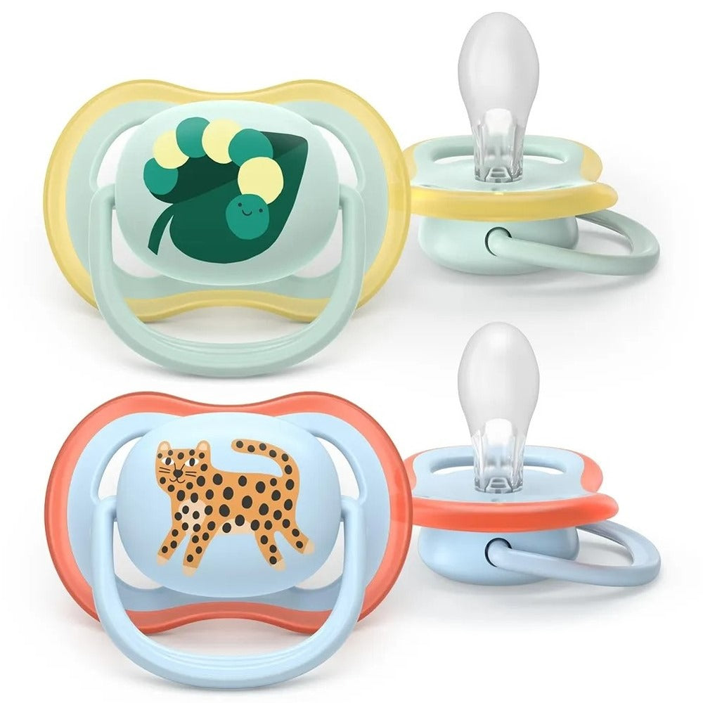 Philips Avent Ultra Air Succhietti Ortodontici Foglia E Leopardo 0-6 Mesi 2 Pezzi