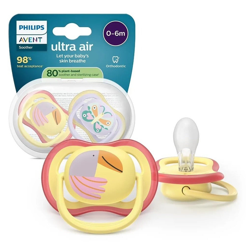 Philips Avent Ultra Air Succhietti Ortodontici Tucano E Farfalla 0-6 Mesi 2 Pezzi