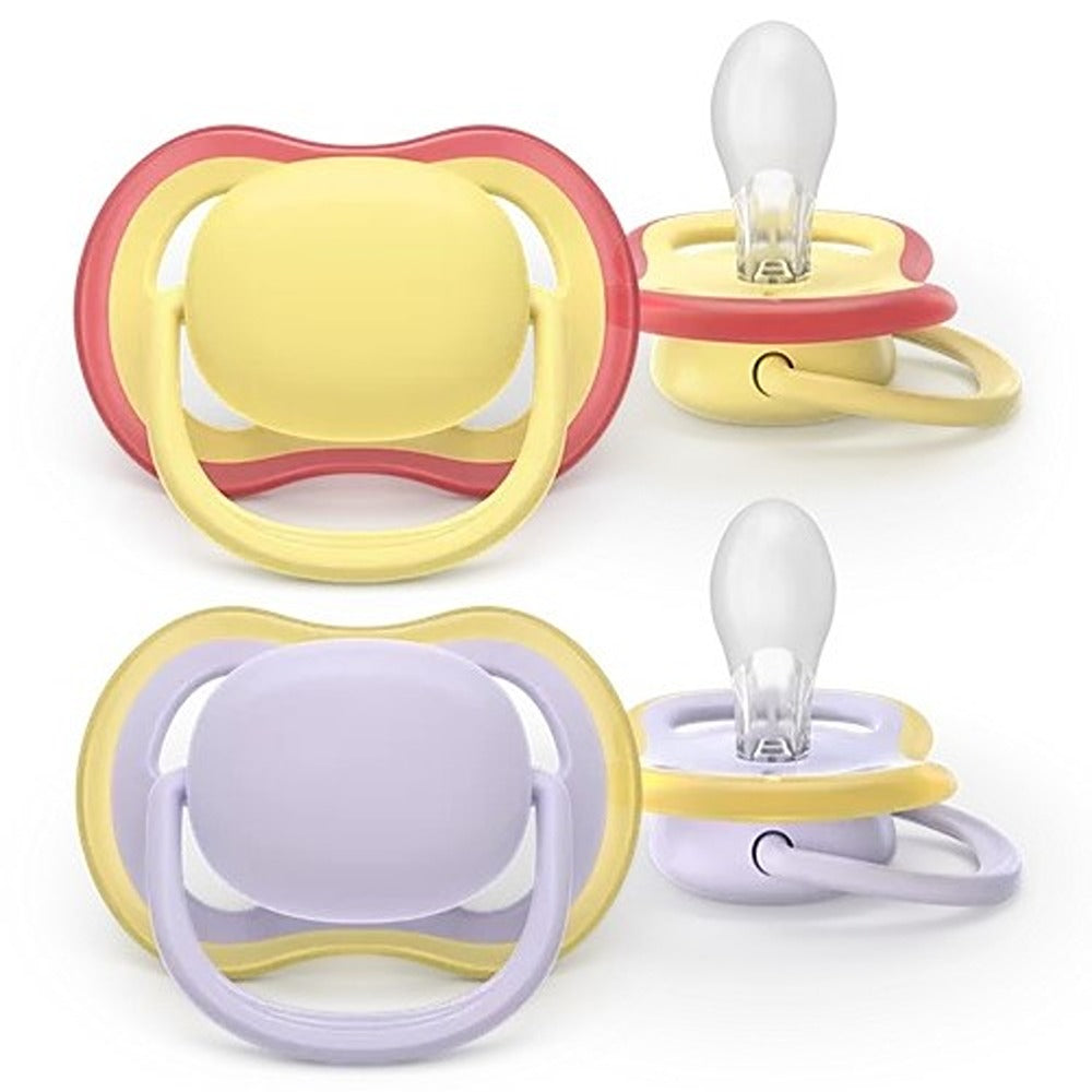 Philips Avent Ultra Air Succhietti Ortodontici Giallo E Viola 0-6 Mesi 2 Pezzi