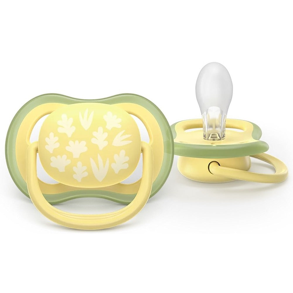 Philips Avent Ultra Air Colors Of Nature Succhietti Ortodontici Giallo E Arancione Con Foglie 0-6 Mesi 2 Pezzi