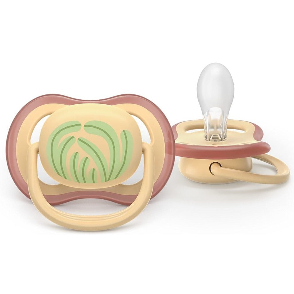 Philips Avent Ultra Air Colors Of Nature Succhietti Ortodontici Giallo E Arancione Con Foglie 0-6 Mesi 2 Pezzi