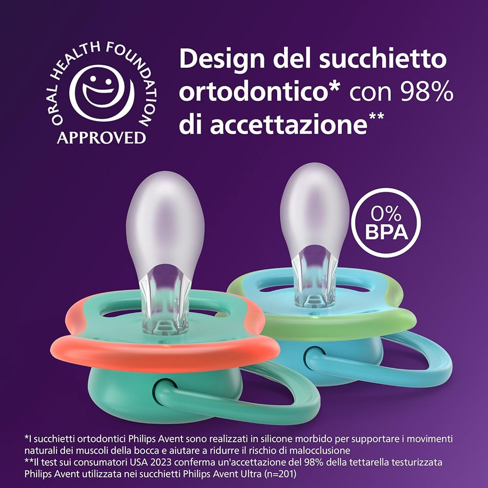 Philips Avent Ultra Air Succhietti Ortodontici Tigre E Tucano 6-18 Mesi 2 Pezzi
