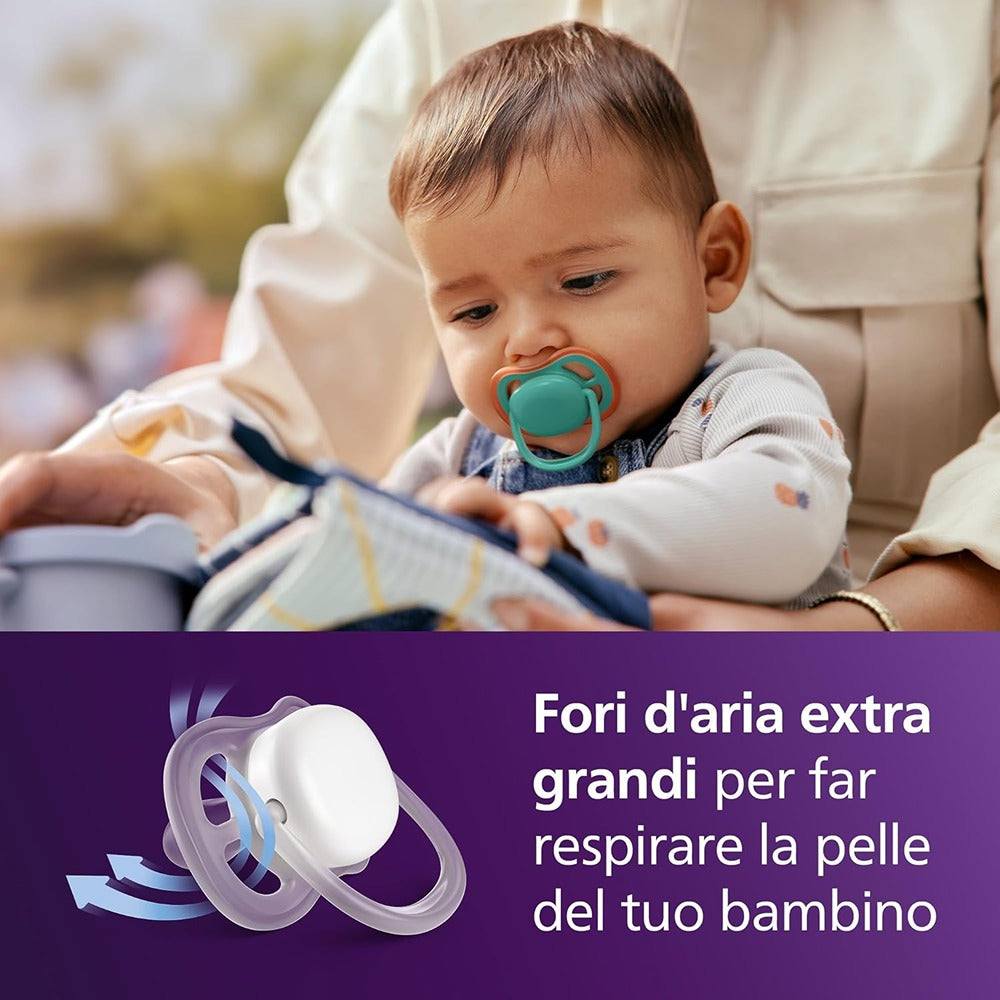 Philips Avent Ultra Air Succhietti Ortodontici Blu E Verde 6-18 Mesi 2 Pezzi