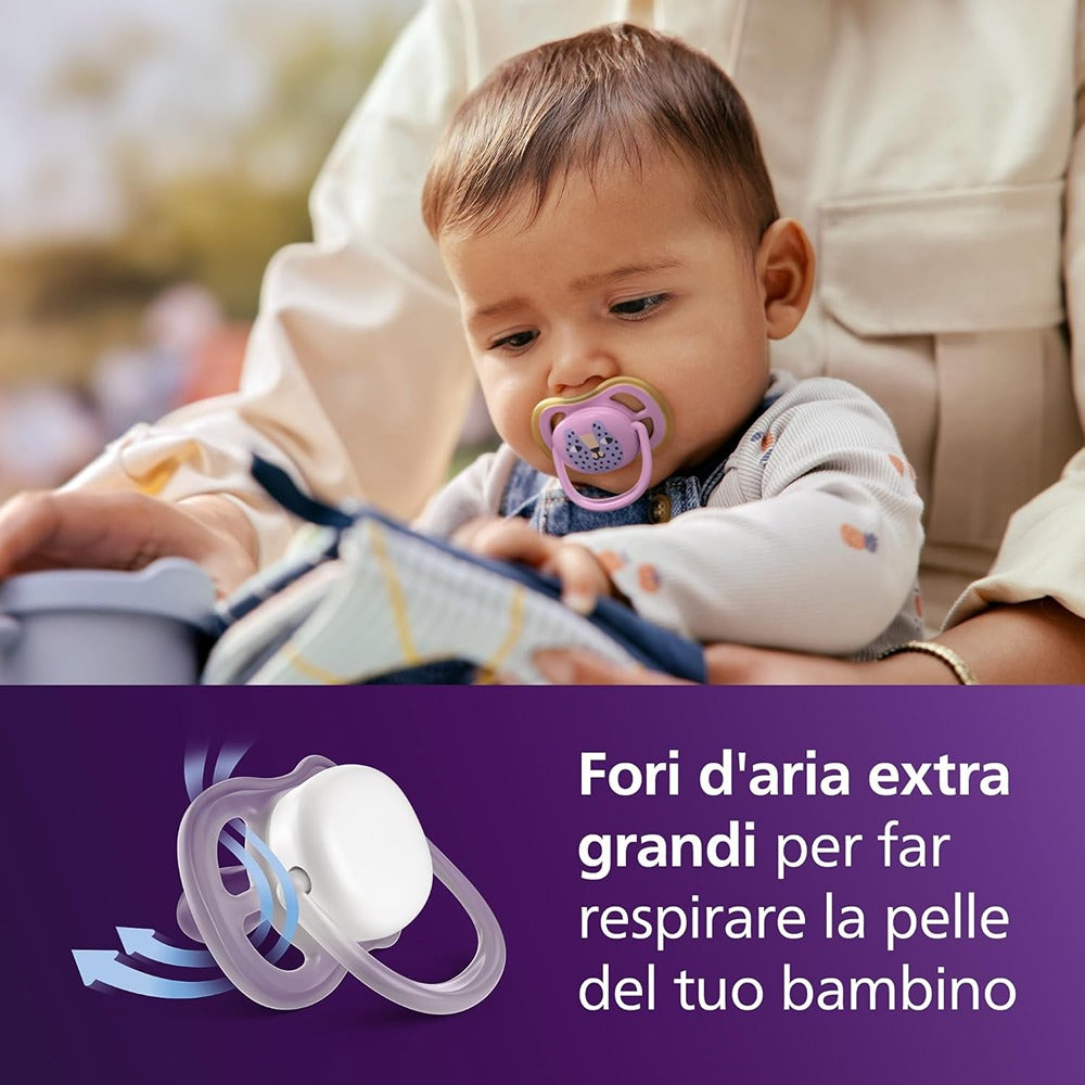 Philips Avent Ultra Air Succhietti Ortodontici Foglia E Leopardo 6-18 Mesi 2 Pezzi