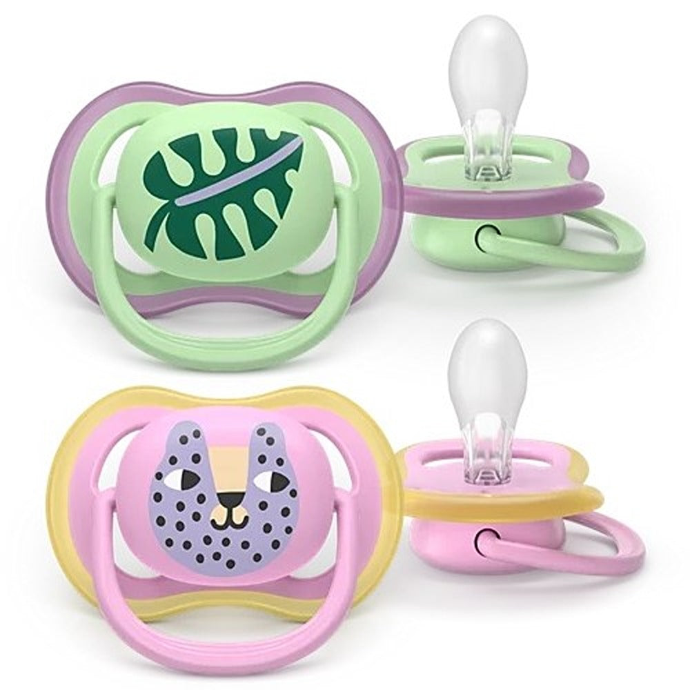 Philips Avent Ultra Air Succhietti Ortodontici Foglia E Leopardo 6-18 Mesi 2 Pezzi
