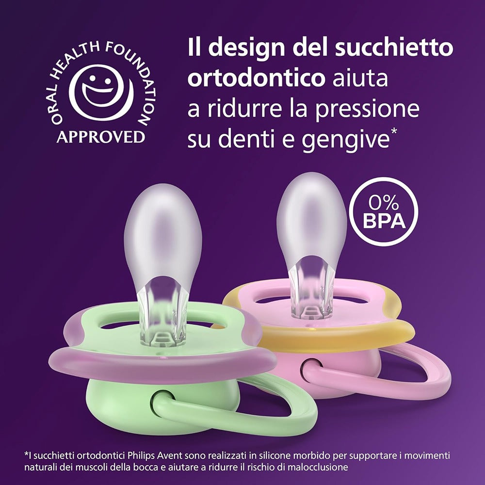 Philips Avent Ultra Air Succhietti Ortodontici Rosa E Verde 6-18 Mesi 2 Pezzi