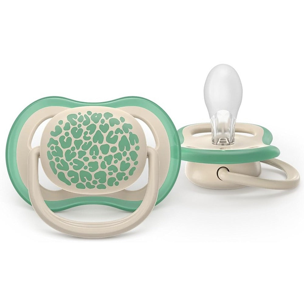 Philips Avent Ultra Air Colors Of Nature Succhietti Ortodontici Verde E Marrone Con Foglia 6-18 Mesi 2 Pezzi
