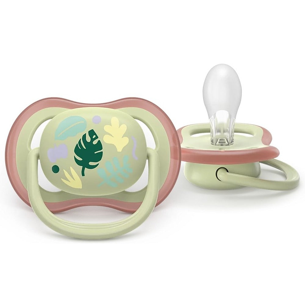 Philips Avent Ultra Air Colors Of Nature Succhietti Ortodontici Verde E Marrone Con Foglia 6-18 Mesi 2 Pezzi