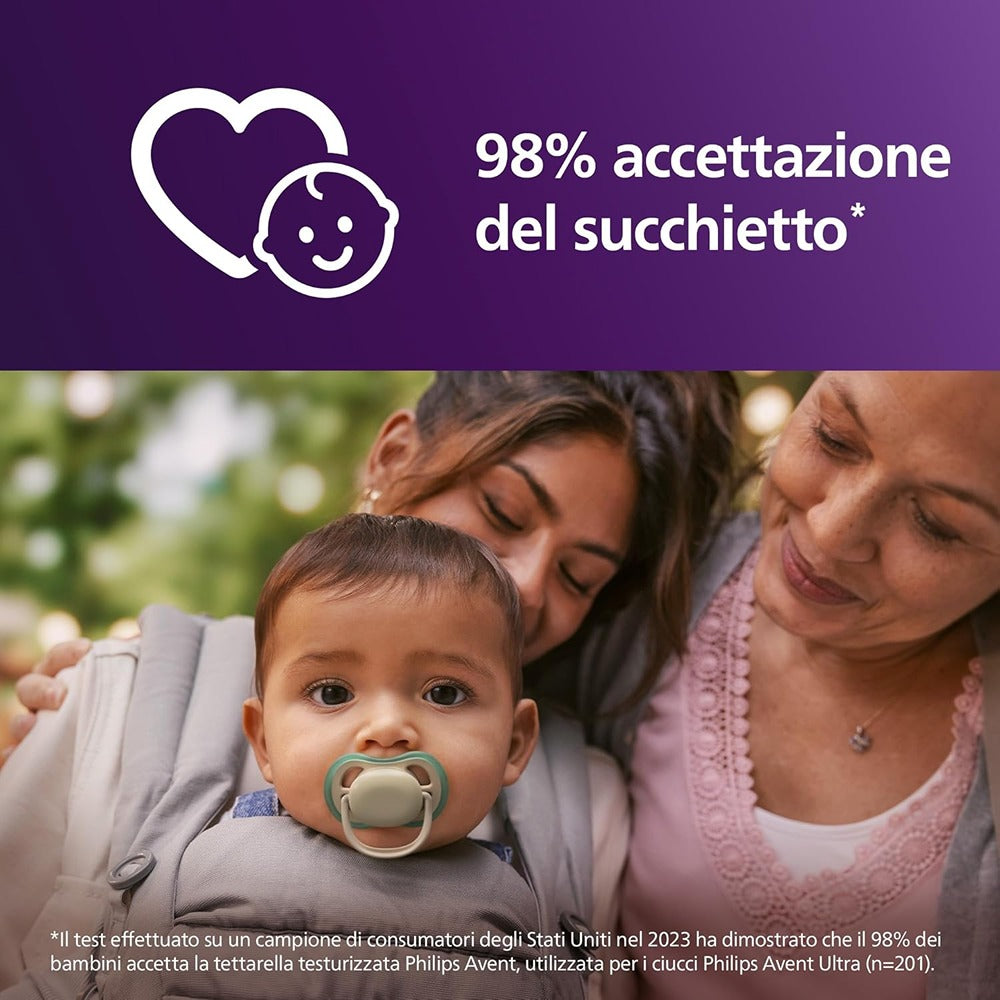 Philips Avent Ultra Air Colors Of Nature Succhietti Ortodontici Verde E Marrone Con Foglia 6-18 Mesi 2 Pezzi