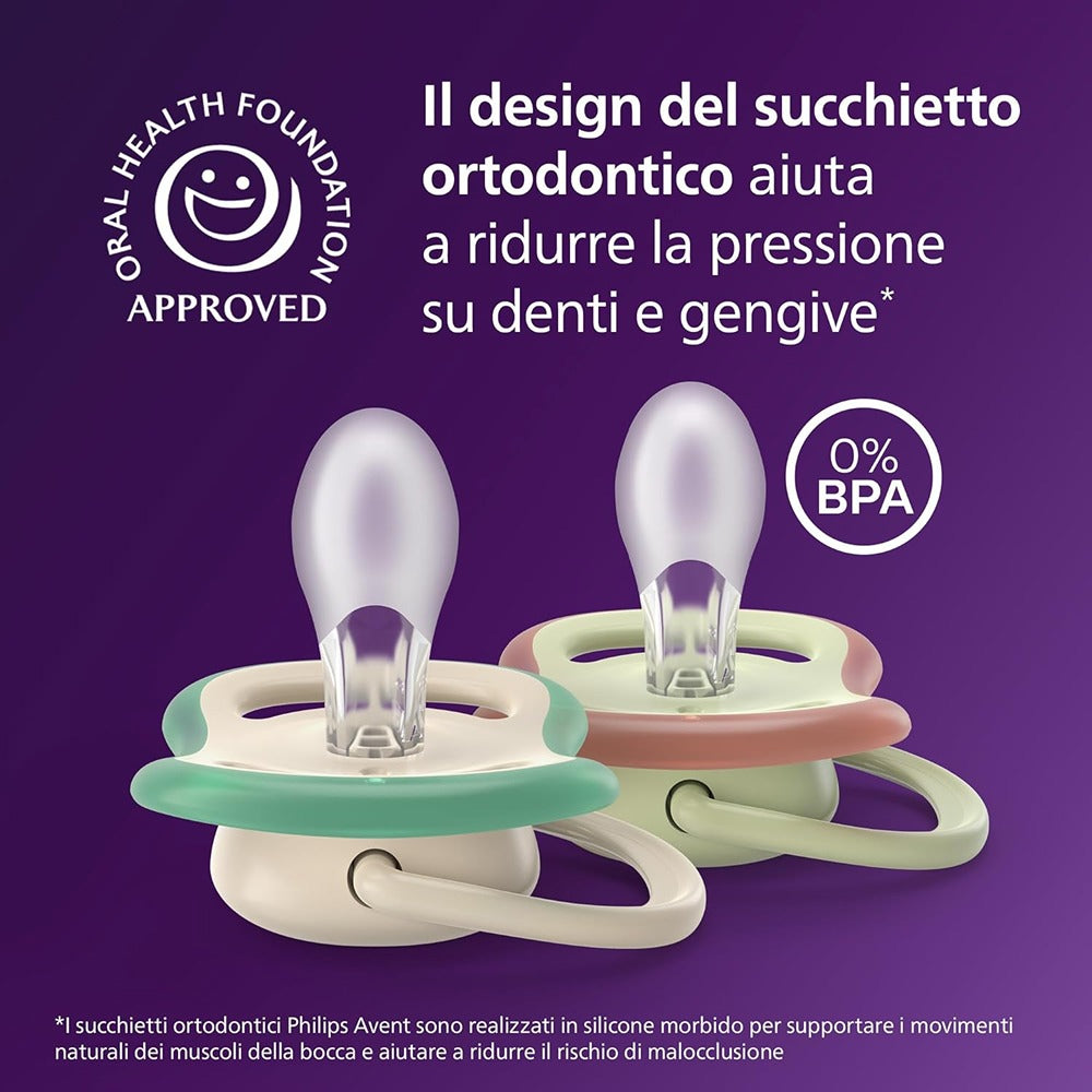 Philips Avent Ultra Air Colors Of Nature Succhietti Ortodontici Pastello 6-18 Mesi 2 Pezzi