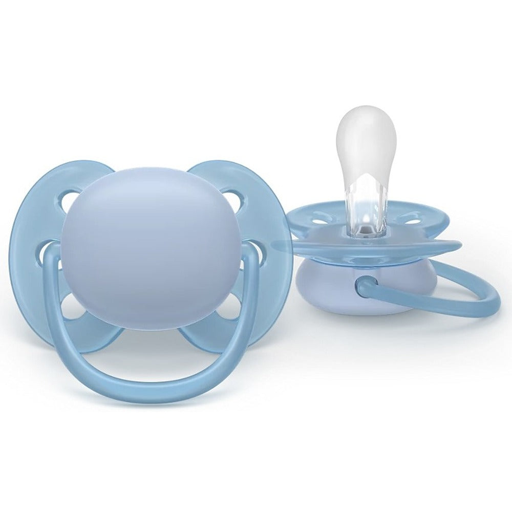 Philips Avent Ultra Soft Succhietti Ortodontici Blu E Verde 0-6 Mesi 2 Pezzi