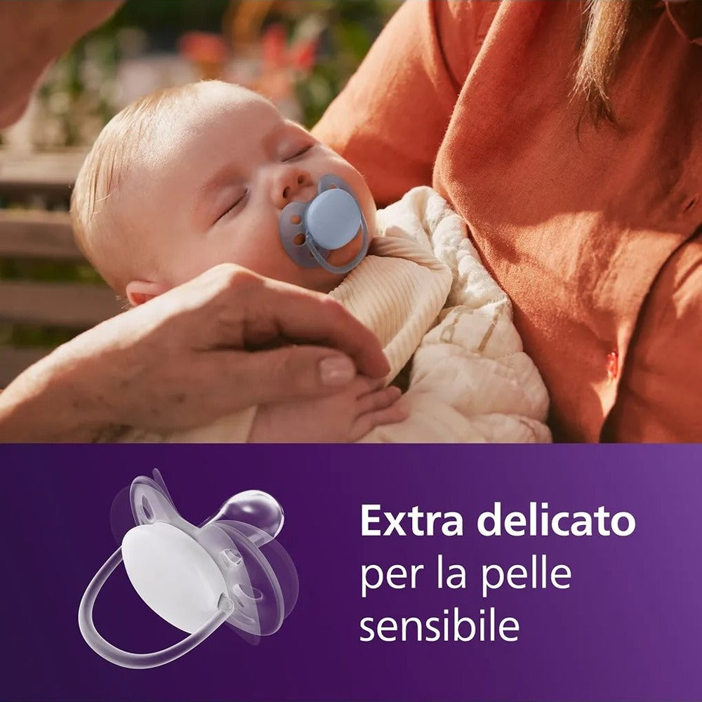 Philips Avent Ultra Soft Succhietti Ortodontici Blu E Verde 0-6 Mesi 2 Pezzi