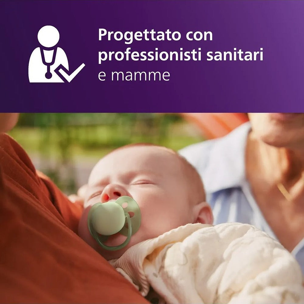 Philips Avent Ultra Soft Succhietti Ortodontici Blu E Verde 0-6 Mesi 2 Pezzi