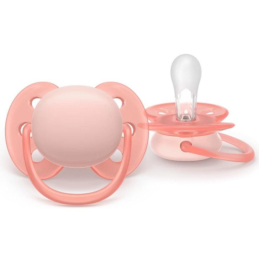 Philips Avent Ultra Soft Succhietti Ortodontici Crema E Rosa 0-6 Mesi 2 Pezzi