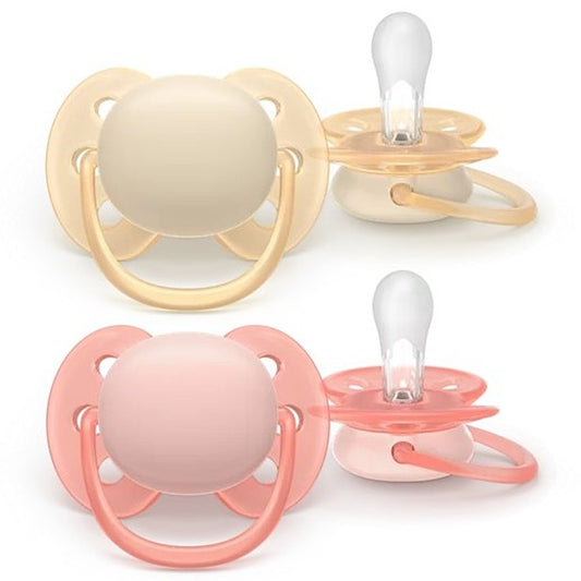 Philips Avent Ultra Soft Succhietti Ortodontici Crema E Rosa 0-6 Mesi 2 Pezzi