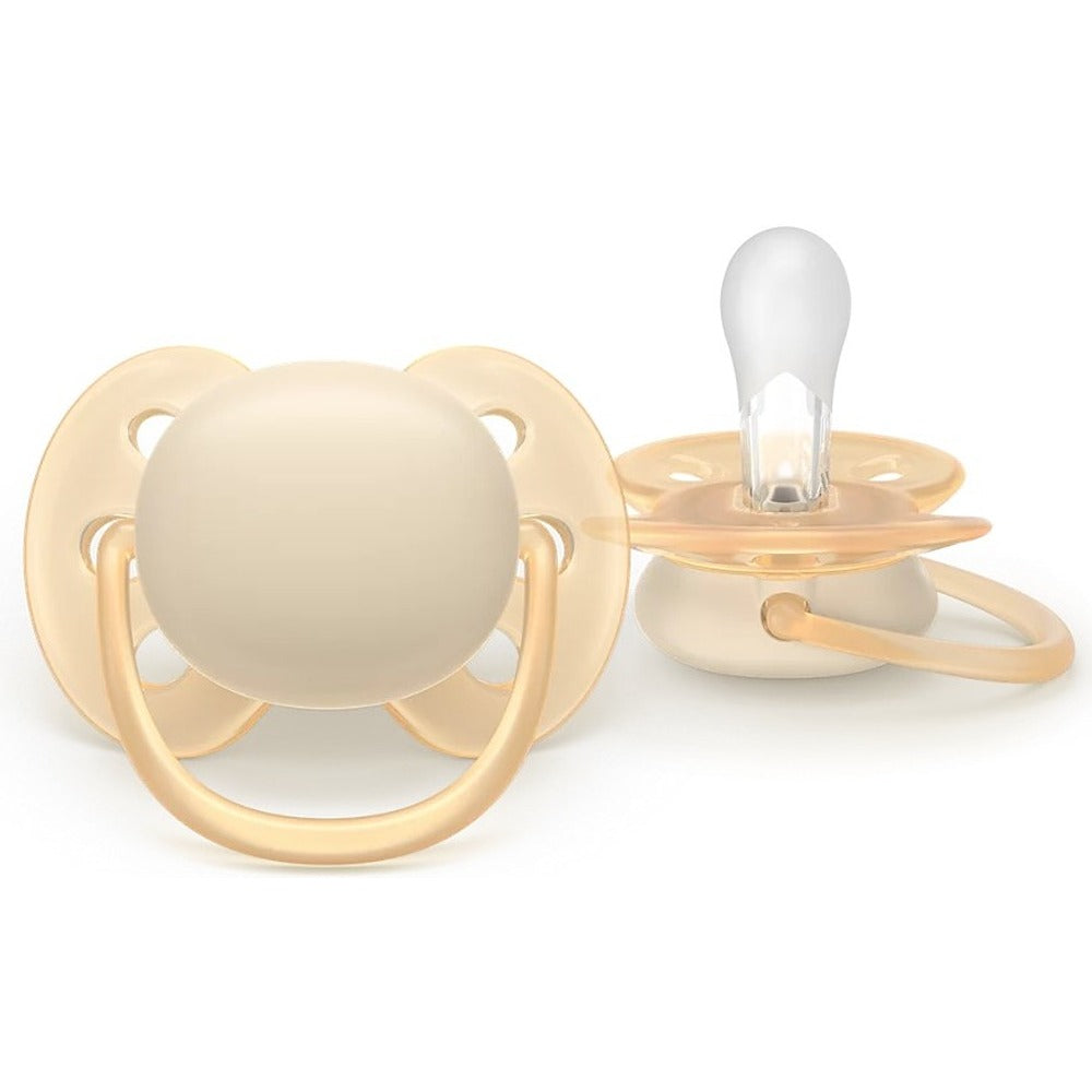 Philips Avent Ultra Soft Succhietti Ortodontici Crema E Azzurro 0-6 Mesi 2 Pezzi