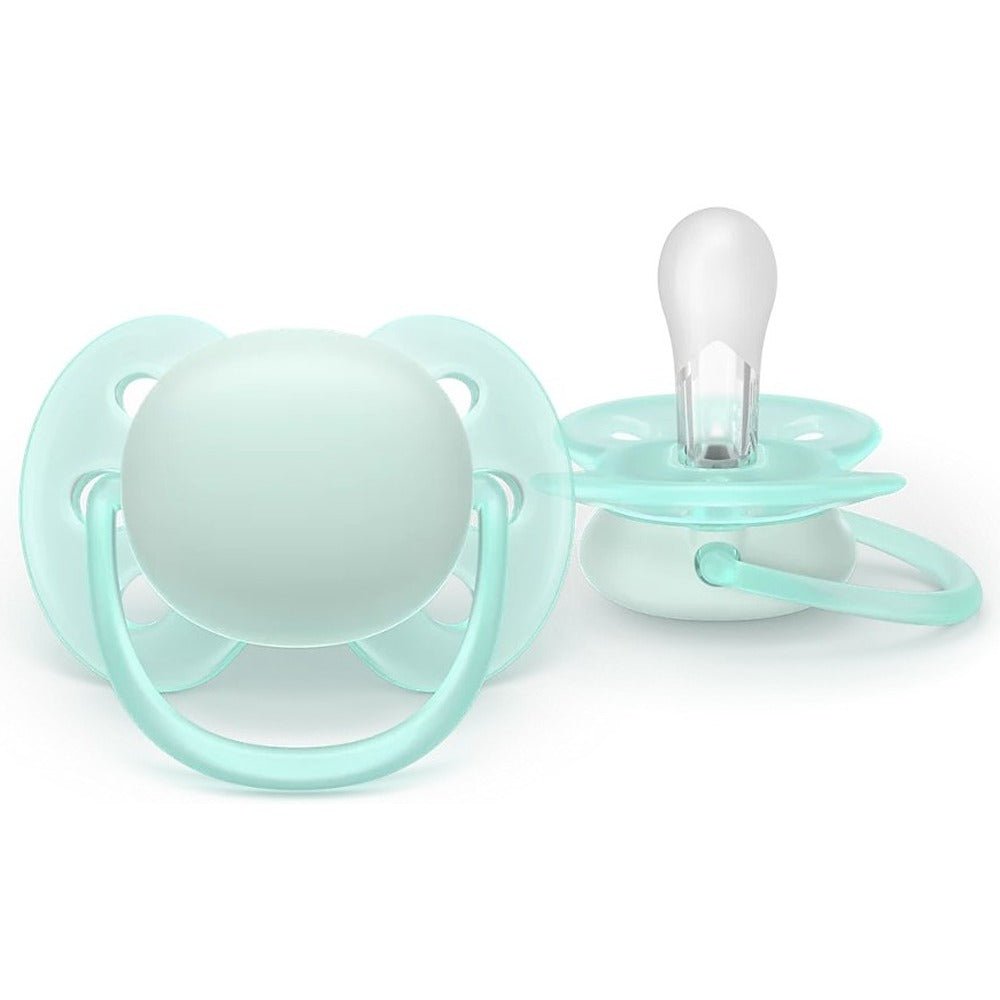 Philips Avent Ultra Soft Succhietti Ortodontici Crema E Azzurro 0-6 Mesi 2 Pezzi
