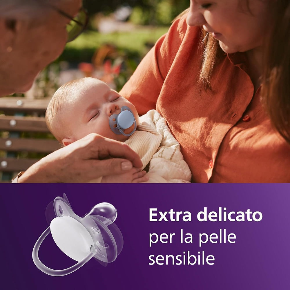 Philips Avent Ultra Soft Succhietti Ortodontici Crema E Azzurro 0-6 Mesi 2 Pezzi