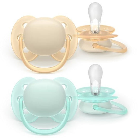 Philips Avent Ultra Soft Succhietti Ortodontici Crema E Azzurro 0-6 Mesi 2 Pezzi
