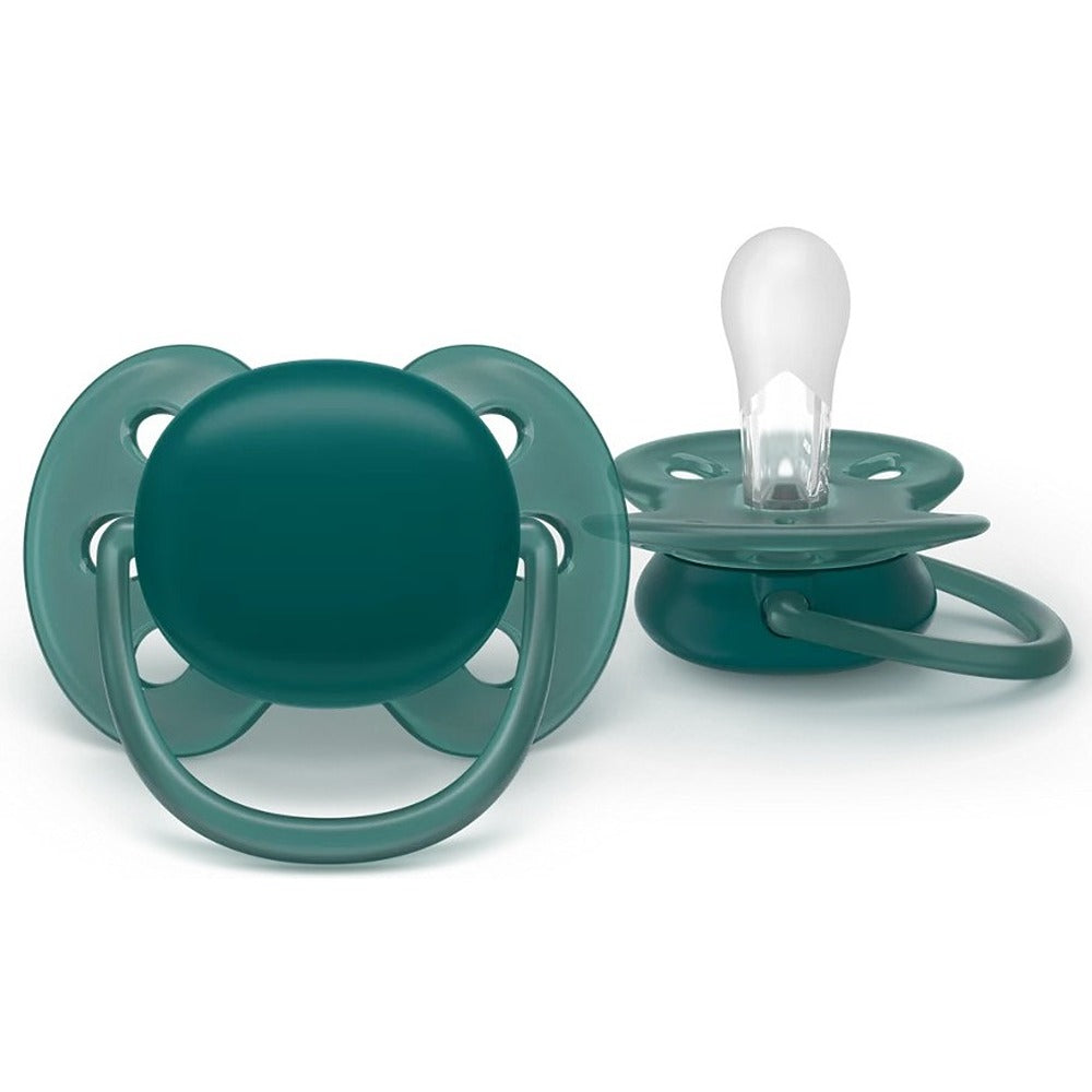 Philips Avent Ultra Soft Succhietti Ortodontici Blu E Verde 18+ Mesi 2 Pezzi