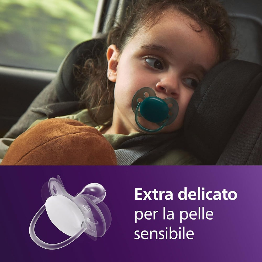 Philips Avent Ultra Soft Succhietti Ortodontici Blu E Verde 18+ Mesi 2 Pezzi