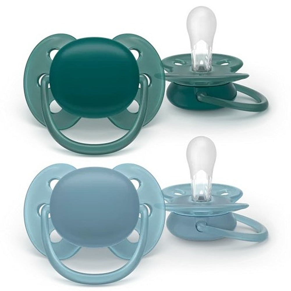 Philips Avent Ultra Soft Succhietti Ortodontici Blu E Verde 18+ Mesi 2 Pezzi