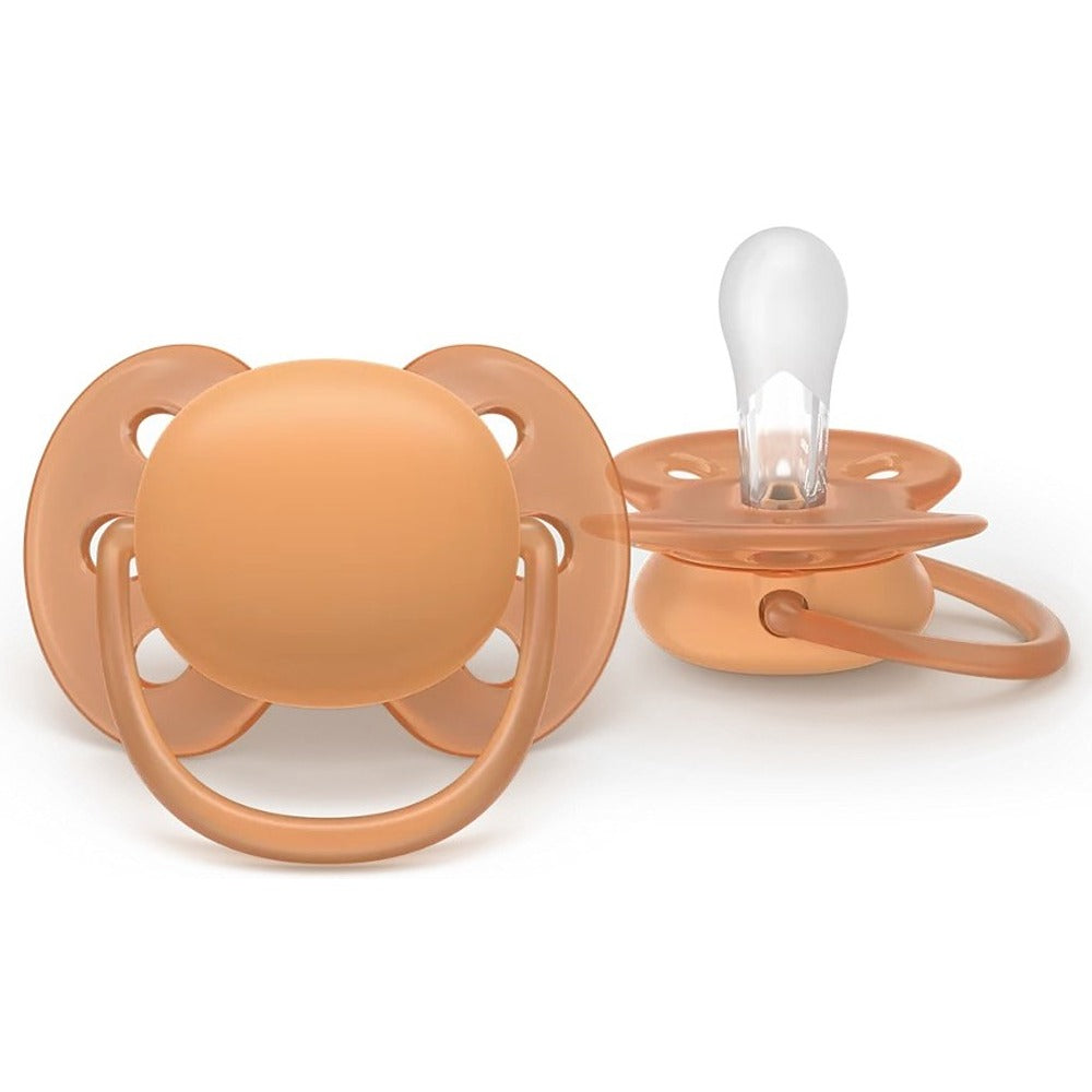 Philips Avent Ultra Soft Succhietti Ortodontici Viola E Arancione 18+ Mesi 2 Pezzi