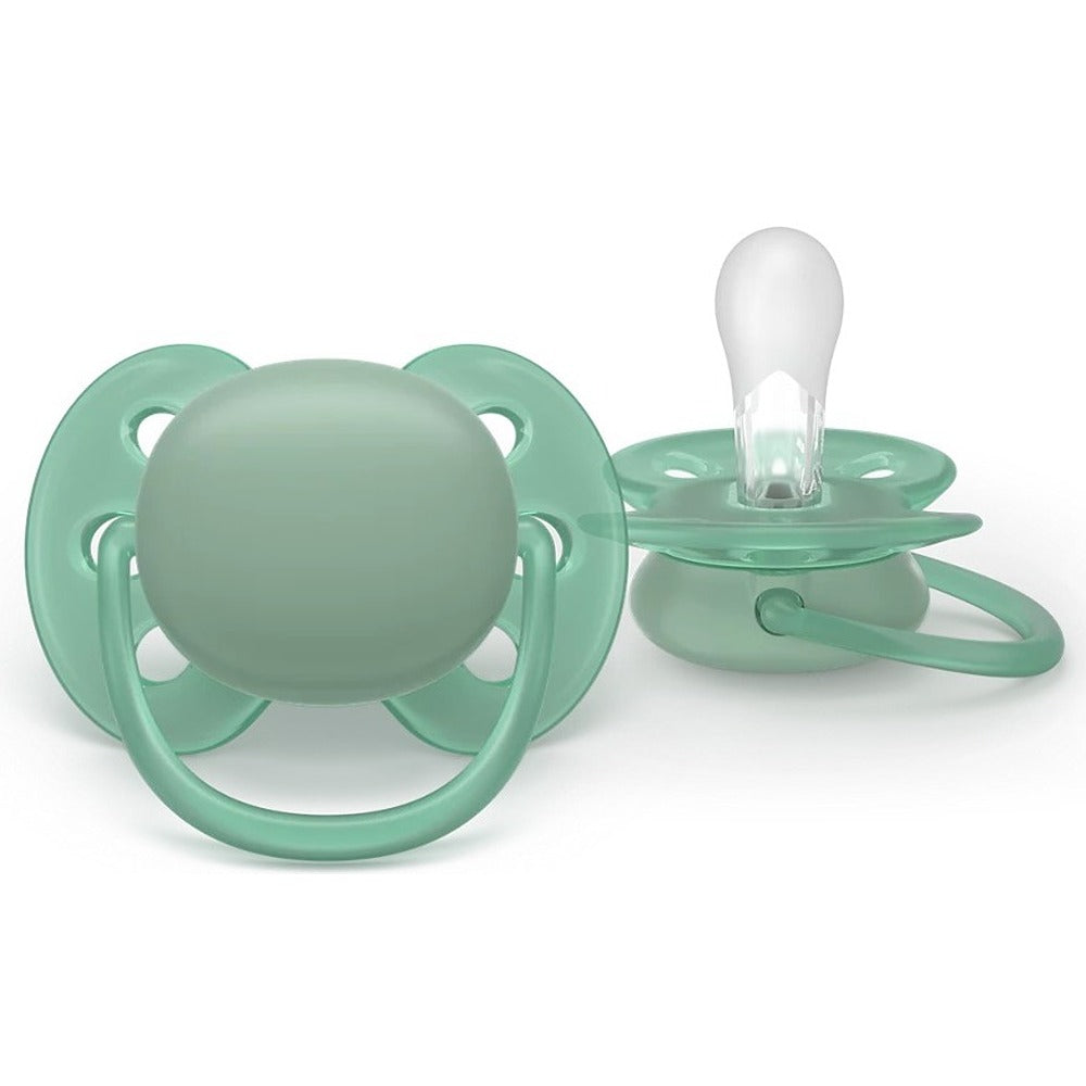 Philips Avent Ultra Soft Succhietti Ortodontici Blu E Verde 6-18 Mesi 2 Pezzi