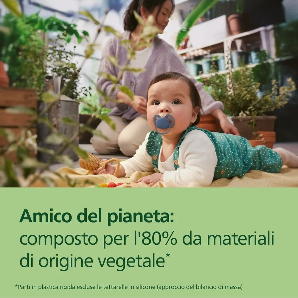 Philips Avent Ultra Soft Succhietti Ortodontici Blu E Verde 6-18 Mesi 2 Pezzi